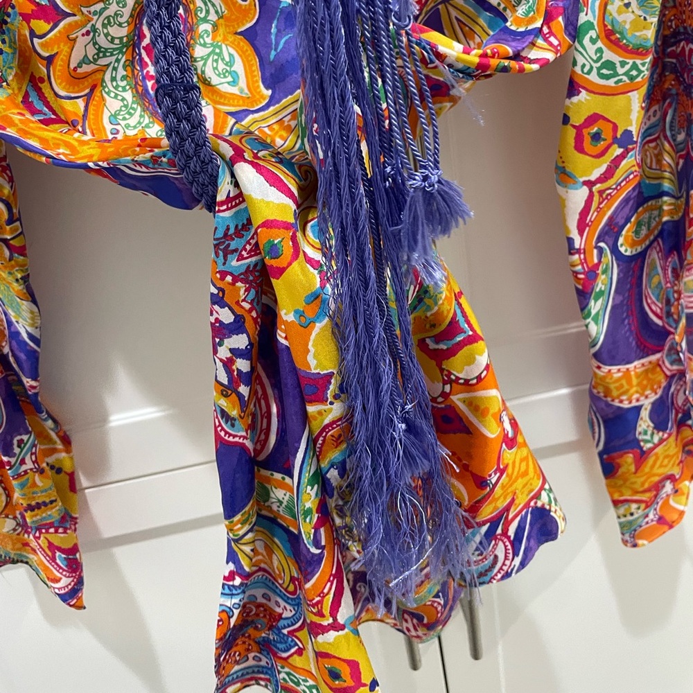 Fun Bright Patterned Ralph Lauren Silk Blouse - image 3